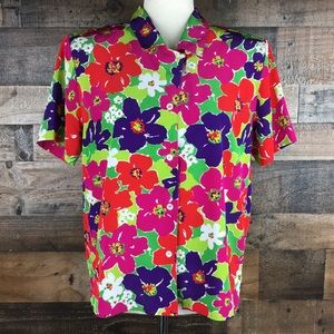 Liz Claiborne Petite Bright Floral Blouse 8